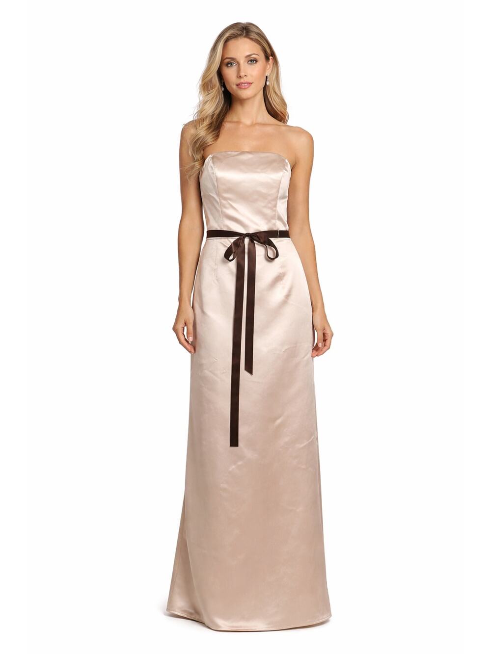 Bill Levkoff Y2K Champagne Satin Strapless Bridesmaid Gown Size 10 NWT